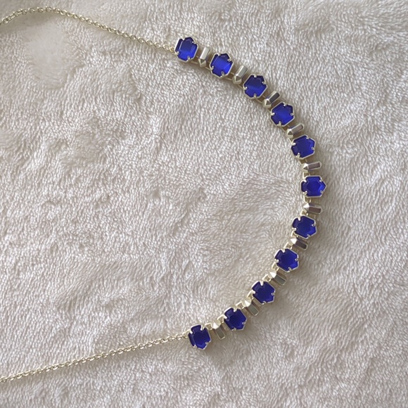 NEW Kendra Scott Tammy Custom Color Bar Necklace Gold Cobalt Blue Adjustable - Picture 11 of 14